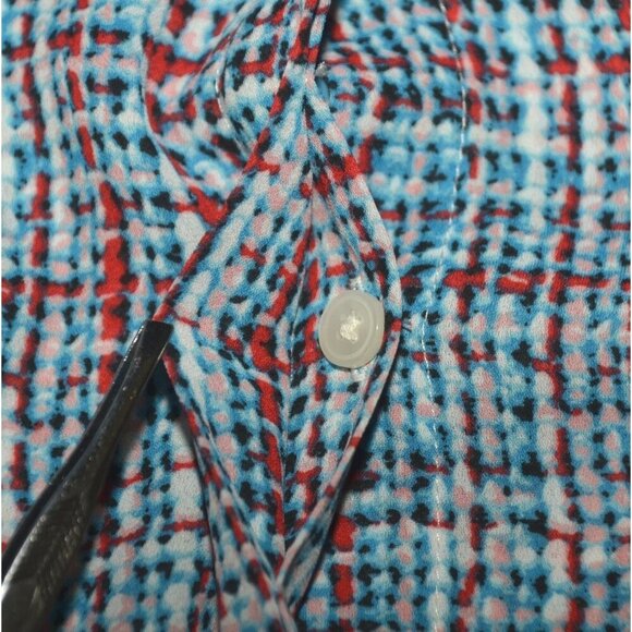 Talbots Mod Plaid Tweed Print Multicolor Blouse Top Ladies L Career Casual - Picture 4 of 11